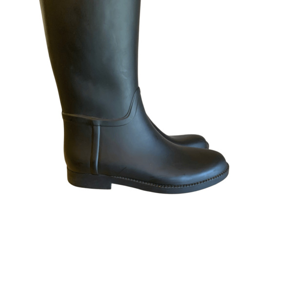 Tory Burch Black Knee High Leather Rubber Boots - Picture 11 of 12
